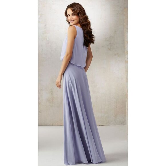 Morilee NEW size 22 long violet chiffon dress style 21502 plus size - Picture 2 of 7